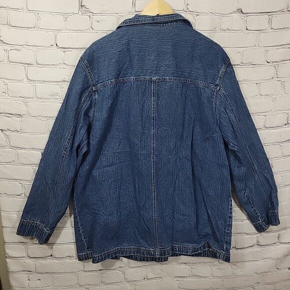 Crossroads Denim Jacket Womens L Large Vintage Button Up 100% Cotton Blue - Picture 7 of 10